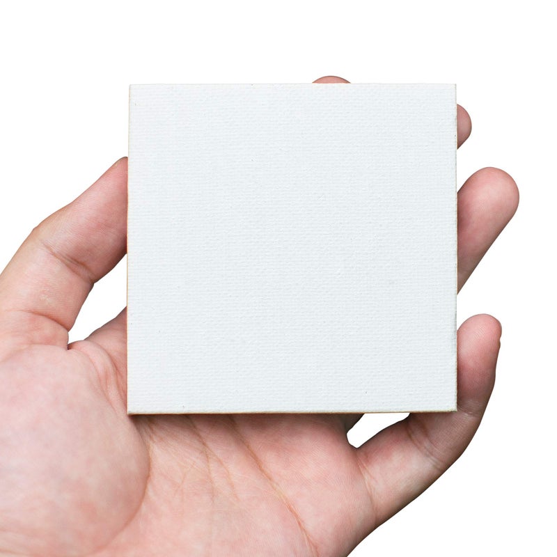 FIXSMITH 3x3 Inch Mini Stretched Canvas Easel Set- Bulk Pack of 12,Small Stretched White Blank Canvas Panels & Wood Easels for Painting Craft Drawing Decoration Gift Art Project DIY, Art Supplies - Image 4